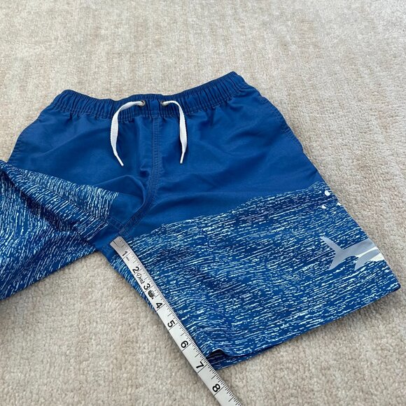 Hanna Andersson Boys Shark Stripe Blue Swim Shorts Trunks 10 - Picture 5 of 8